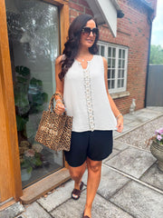 Stone Flower Detail Vest Nina