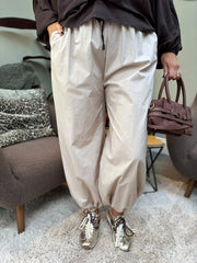 Stone Pull on Cuffed Trousers Raven