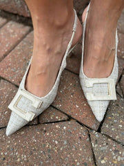 Stone Textured Kitten Heel Shoes