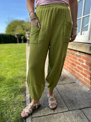 Olive Bubble Cotton Trouser Set Jasmine