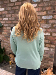 Mint Textured Flower Shimmer Knit Charlie