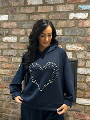 Navy Embellished Heart Tracksuit Cassie