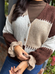 Chocolate Block Stitch Cardigan Maisie
