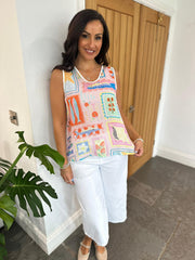 Pink Multi Pattern Vest Top Camila