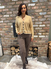 Gold Contrast Trim Shimmer Cardi Ophelia
