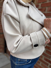 Stone Double-Breasted Short Coat