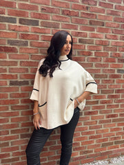 Antique Cream Luxury Trim Detail Pocket Knit Anna