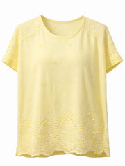 Lemon Broderie Bubble Cotton Top Jan