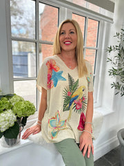 Gold Longline Tropical Shimmer Top Helena