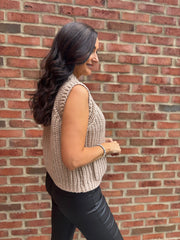 Mocha Chunky Knit Waistcoat Clara