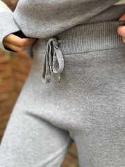 Grey Drawstring Knitted Trousers Ophelia