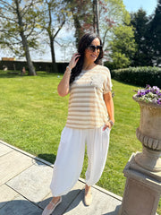 Stone Crochet Floral Striped Top Gemma
