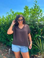 Chocolate Lattice Trim Top Riley