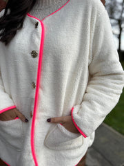 Winter White Fleece Button Jacket Farah