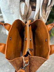 Tan Multi Fabric Handbag