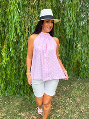 Pink Polka Dot Halter Neck Top Judy