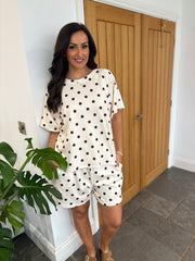 Cream Polka Dot Shorts Co-Ord Ashley