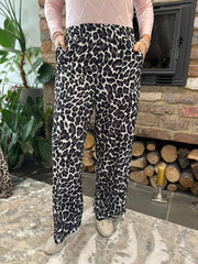 Charcoal Leopard Seam Front Trousers