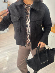 Black Boucle Zip Jacket Estella