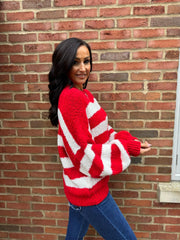 Red Drop Shoulder Striped Knit Mabel