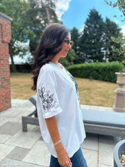 White Beaded Floral Tee Faith