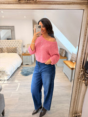 Pink Popcorn Knit Martha