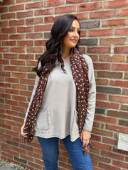 Mocha Fringed Pocket Knit Ruth