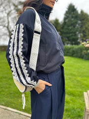 Navy Lace Detail Zip Jacket Stevie