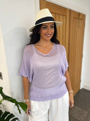 Lilac Short Sleeve Loose Knit Kirsty