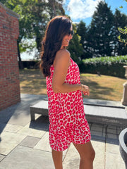 Red Leopard Bubble Cotton Dress Jill