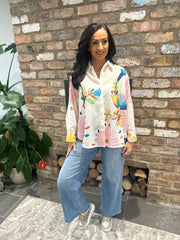 Cream Floral Songbird Print Shirt Aubree