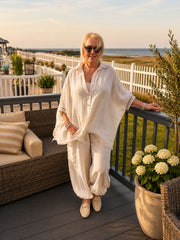 Cream Linen Detail Set Gracelynn