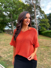 Rust Reverse Seam Knit Georgina
