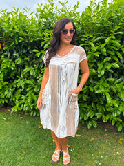 Stone Brushed Stripe Pocket Dress Marigold