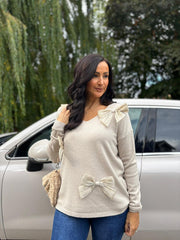 Stone Embellished Bow Knit Natalie