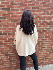 Antique Cream Luxury Trim Detail Pocket Knit Anna