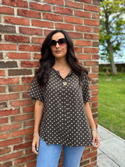 Chocolate Polka Dot Top Everly