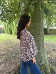 Mocha Leopard Print Blouse Gina