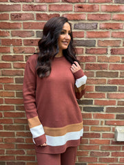 Chocolate Striped Trim Knit Ophelia