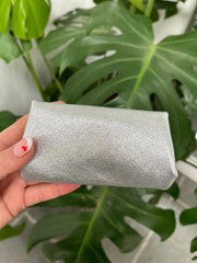 Silver Metallic Double Button Purse