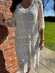 Stone Short Sleeve Crochet Dress Oakley