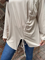 Stone Ribbed Drawstring Top Maisie