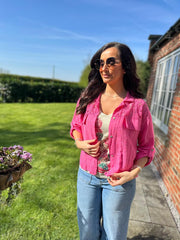 Lipstick Pink Lace Detail Jacket Saylor