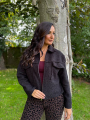 Black Boucle Zip Jacket Estella