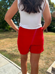 Red Towelling Shorts Natasha