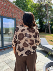Chocolate Abstract Leopard Knit Top Dawn