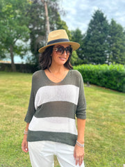 Khaki Striped Knit Rita