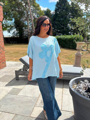Light Blue Embroidered Floral Top Frankie