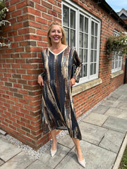 Denim Blue Brushstroke Shimmer Dress Freya