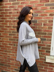 Grey Applique Flower Knit Ella